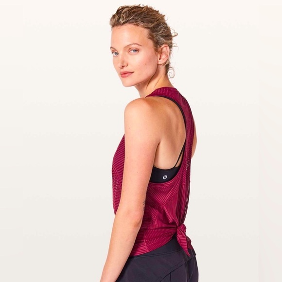 Lululemon Miles Ahead Mesh Tie Open Back Workout Gym Yoga Tank Top - Picture 1 of 8